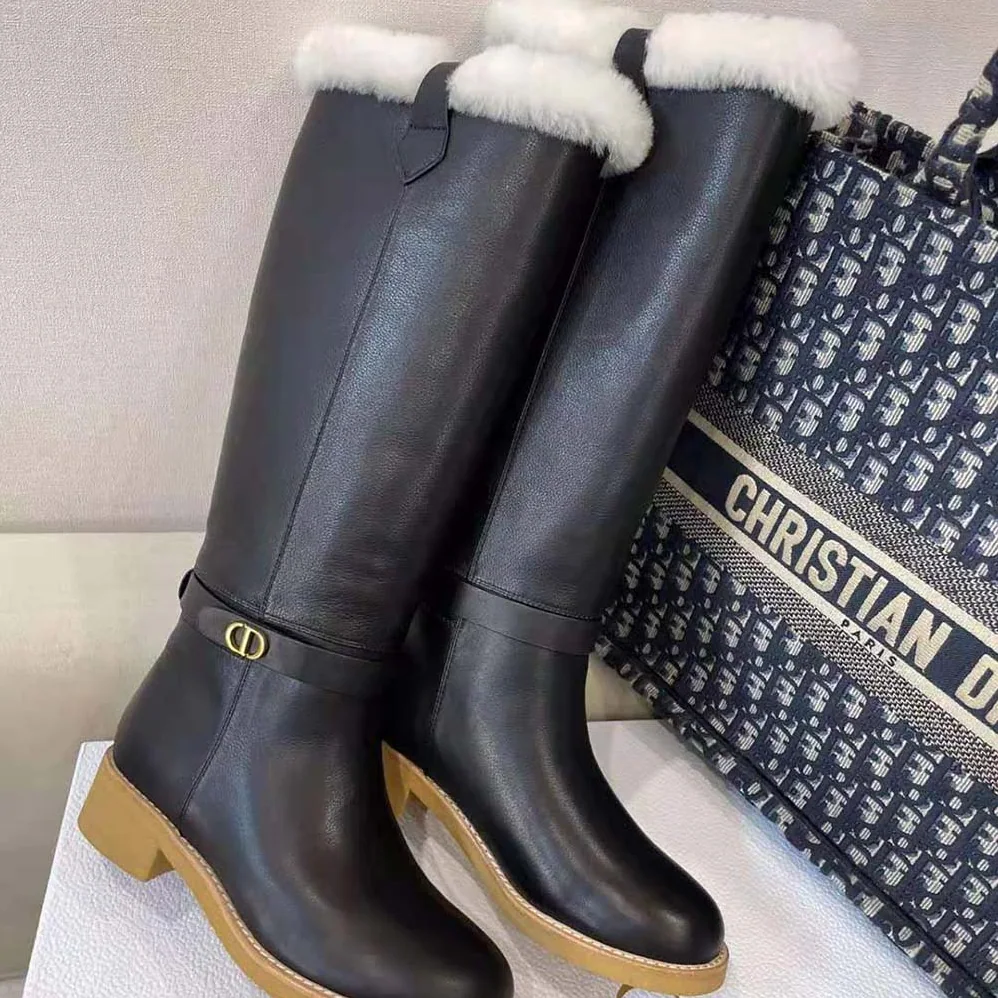 Dior D-Furious Boot Black Calfskin and Shearling for Women Dior D-Furious Boot Black Calfskin and Shearling for Women
