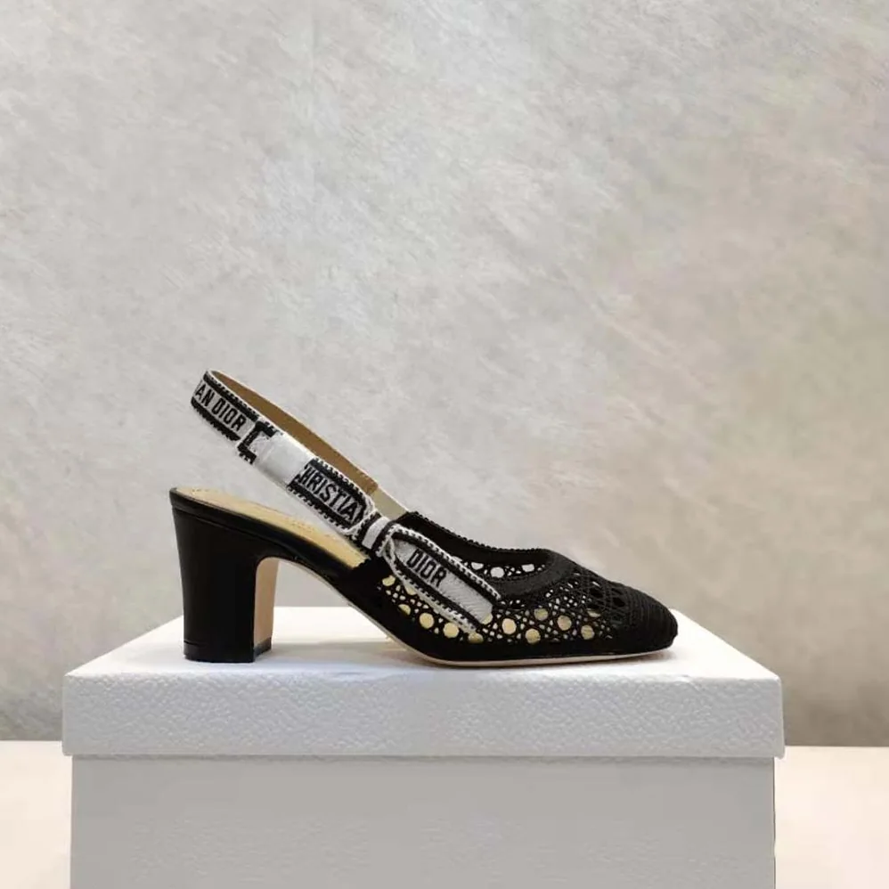 Dior Dior and Moi Slingback Pump Black Cannage Embroidered Mesh for Women Dior Dior and Moi Slingback Pump Black Cannage Embroidered Mesh for Women