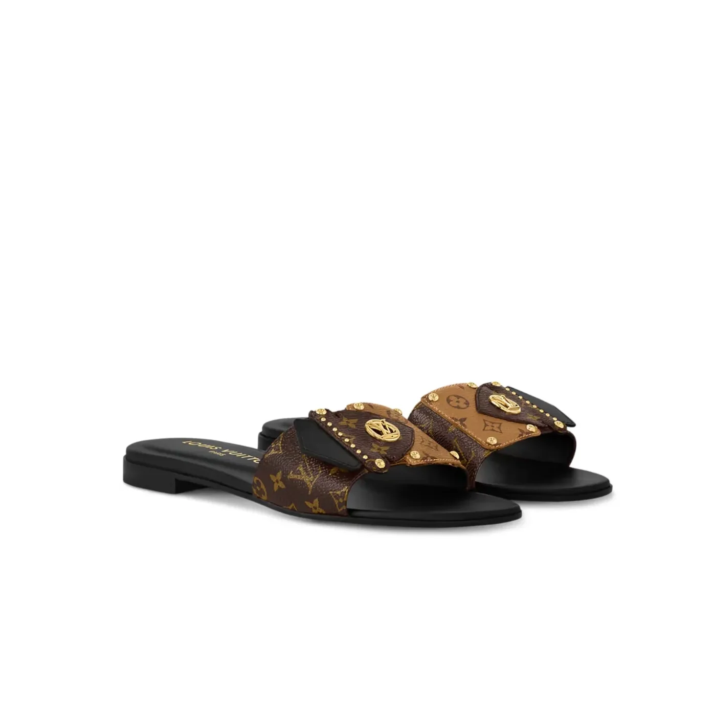 Louis Vuitton LV Frame Flat Mule Black 1ACXWB Louis Vuitton LV Frame Flat Mule Black 1ACXWB