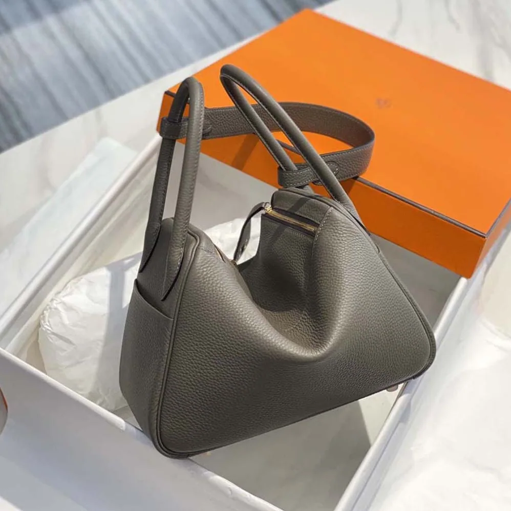 Hermes Lindy 26 in Clemence Leather for Women in Gray/Gold Hermes Lindy 26 in Clemence Leather for Women in Gray/Gold