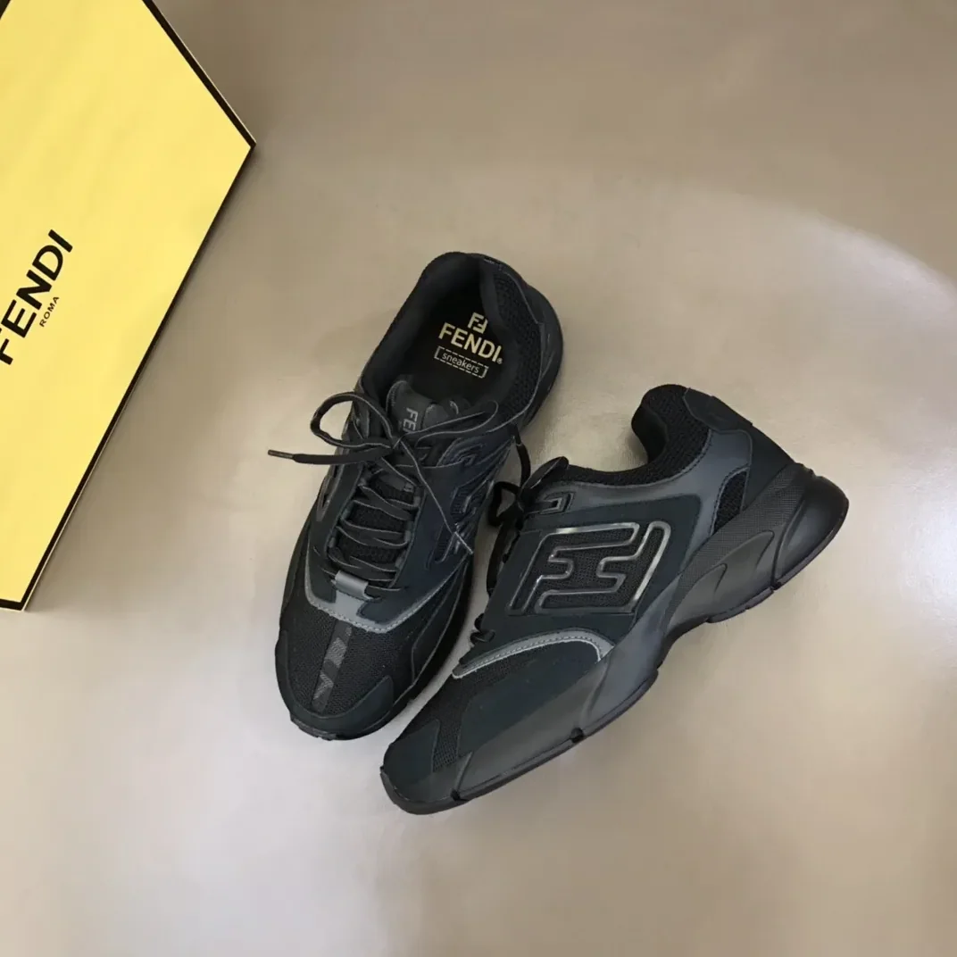 FD Fendi Faster Trainers Sneakers Black 7E1555AKX6F1ICG