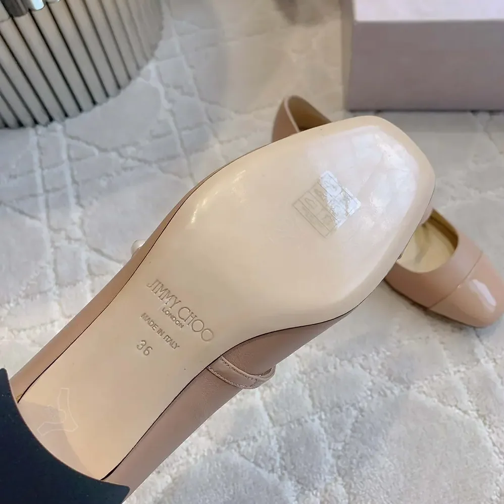 Jimmy Choo Elisa 45 Ballet Pink Nappa and Patent Leather Pumps for Women