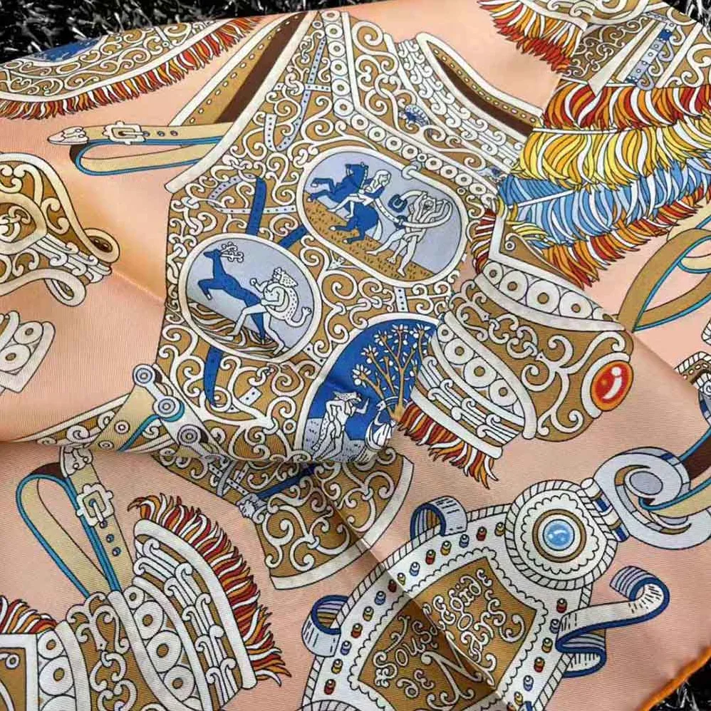 Hermes Sous L Egide De Mars Wash Scarf 90 for Women in Orange Hermes Sous L Egide De Mars Wash Scarf 90 for Women in Orange