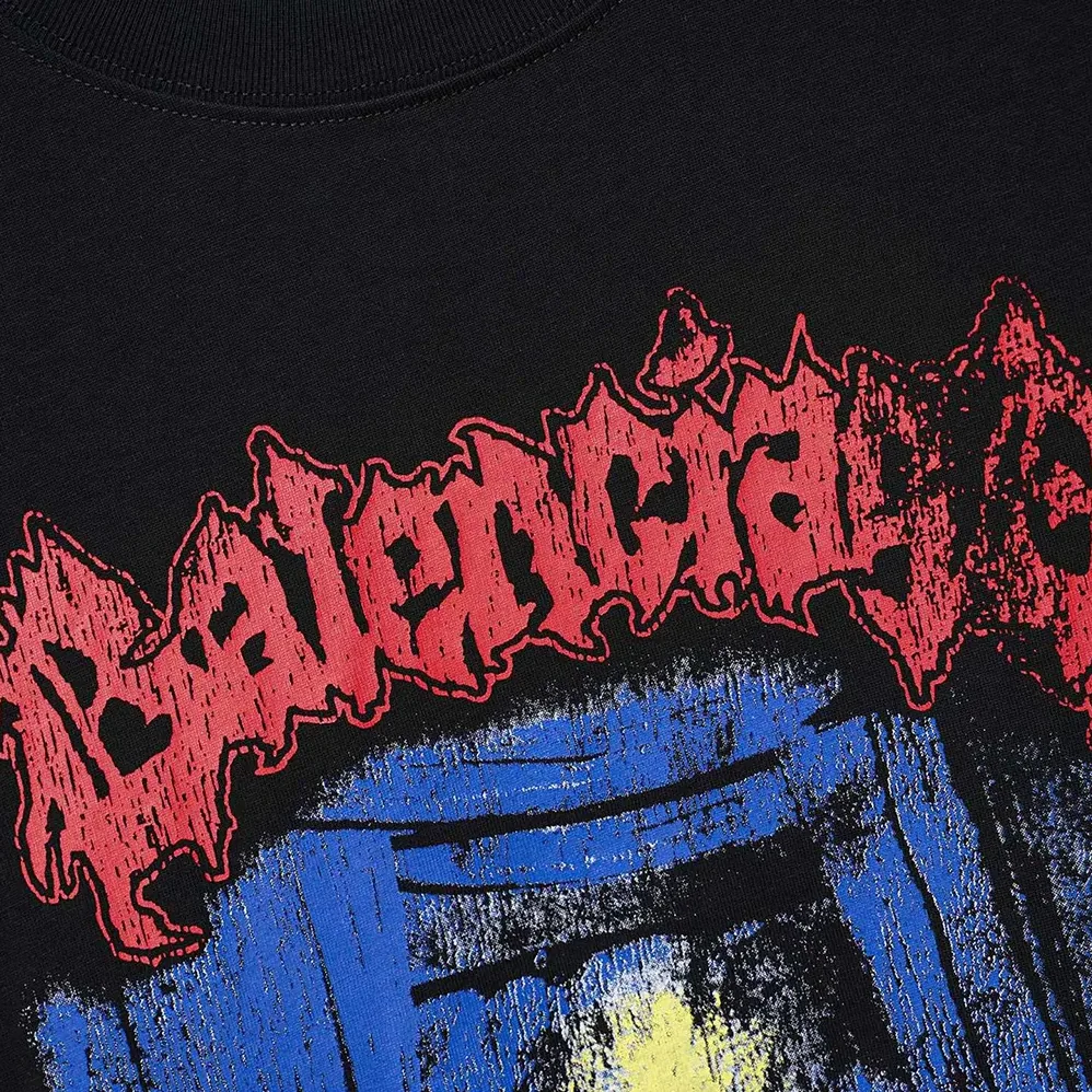 Balenciaga Salon De Couture Medium Fit T-Shirt in Black Dry Jersey for Men Balenciaga Salon De Couture Medium Fit T-Shirt in Black Dry Jersey for Men