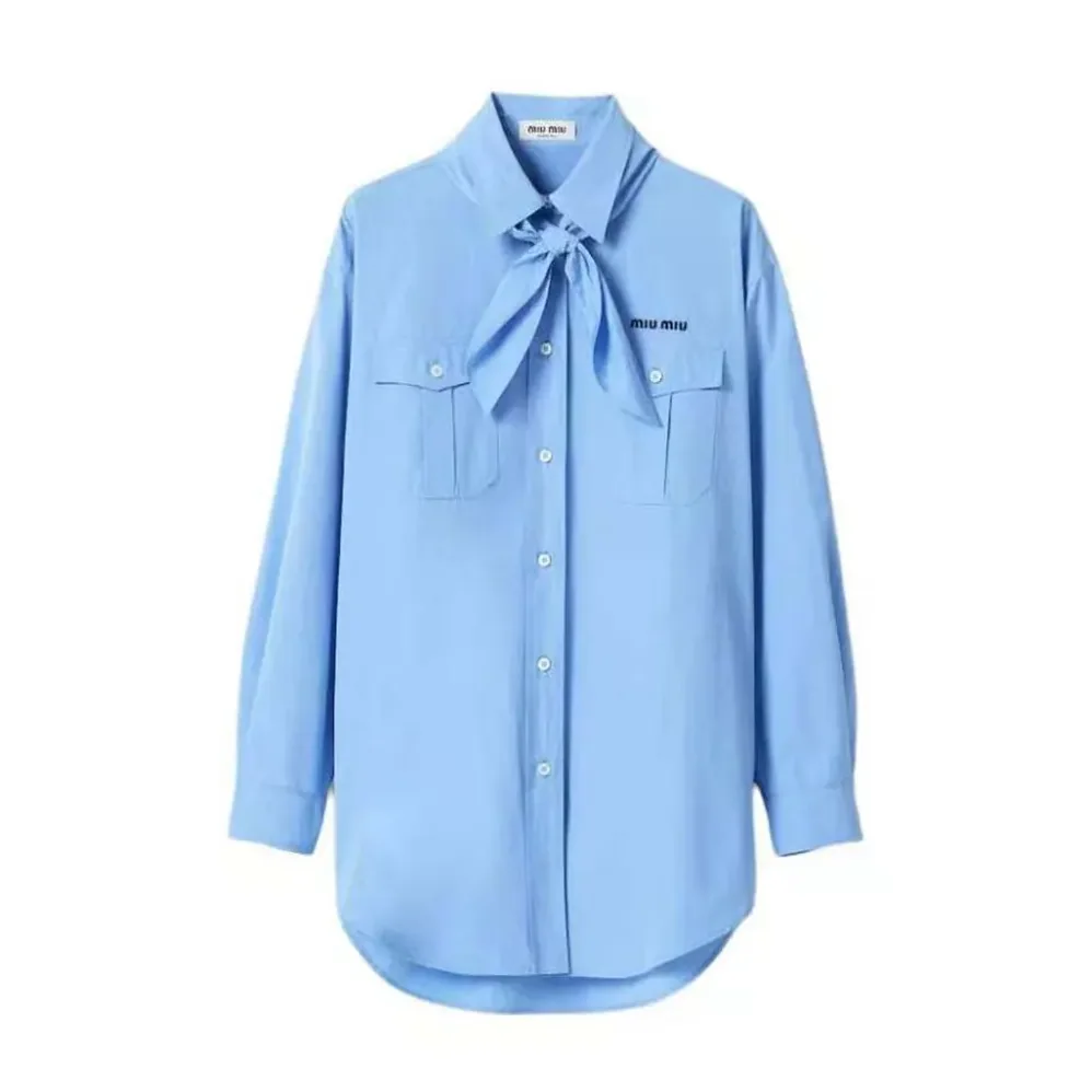 Miu Miu Poplin Shirt with Scarf for Women Miu Miu Poplin Shirt with Scarf for Women