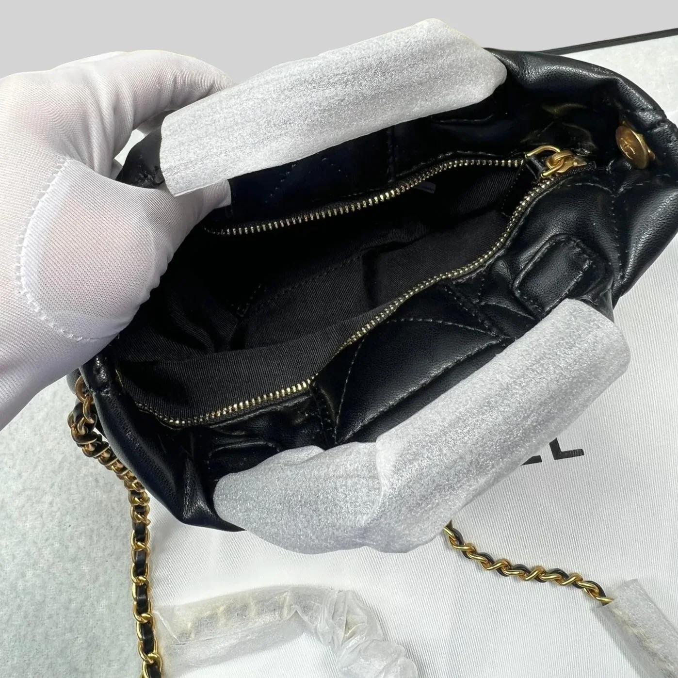 Chanel Bow Mini Top Handle Bag in Black Gold Hardware