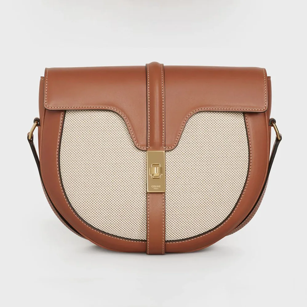 Celine Besace 16 in Textile and Natural Calfskin for Women Celine Besace 16 in Textile and Natural Calfskin for Women