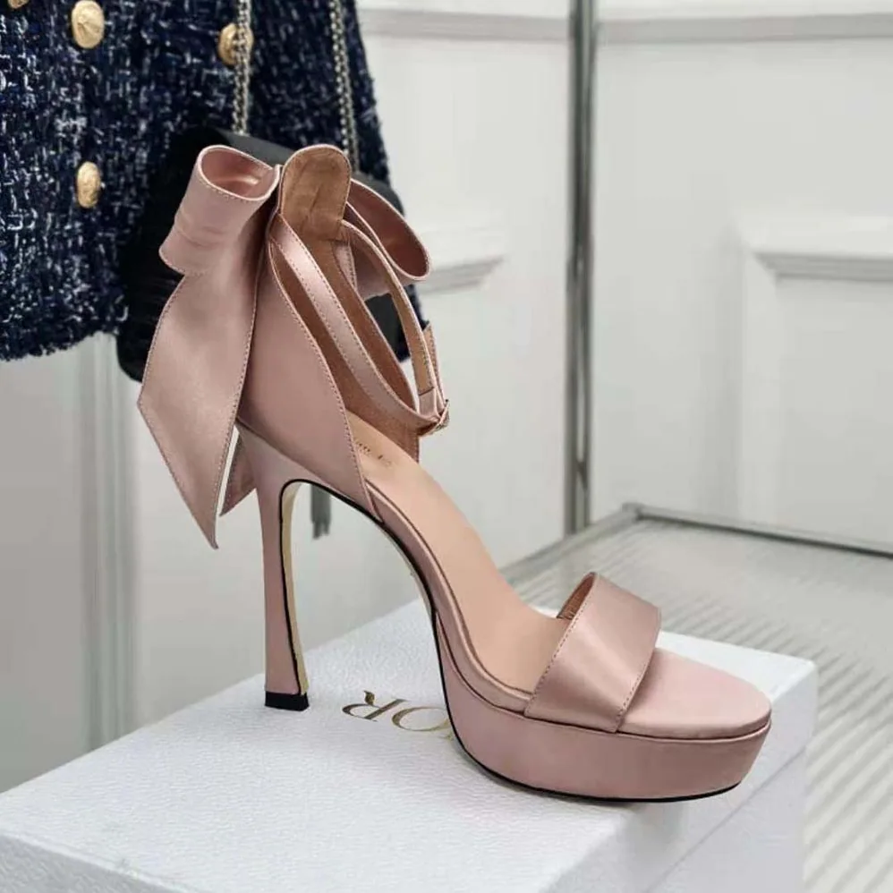 Dior Mlle Dior Heeled Sandal Rose Des Vents Satin for Women