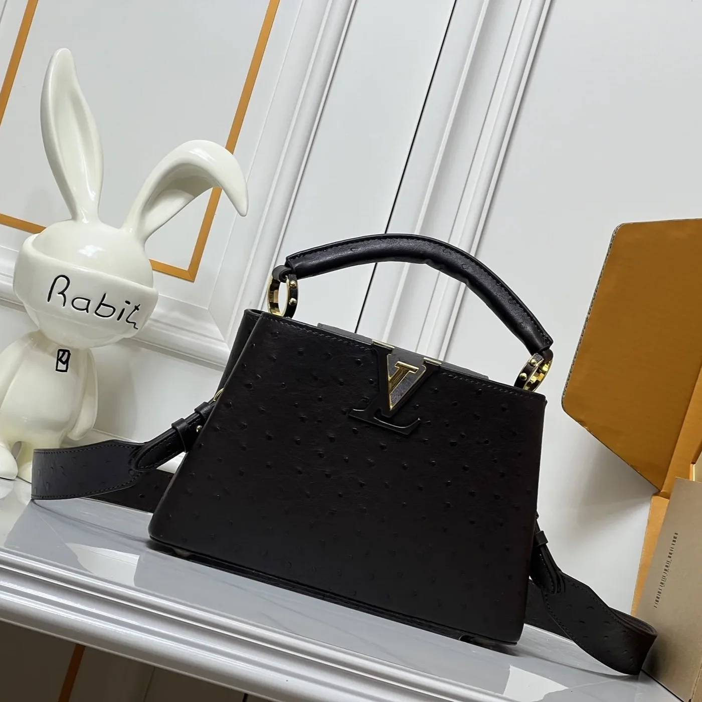 Louis Vuitton Capucines BB Top Handle Bag in Dark Brown Gold Hardware