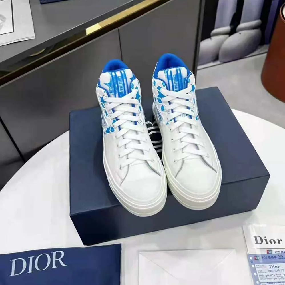 Dior Walk N Dior Star Sneaker Bright Blue and White Calfskin and Technical Fabric for Unisex
