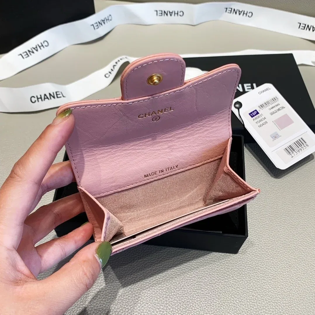 Chanel 2.55 Flap Card Holder / Gold Toned Hardware Light Pink Chanel 2.55 Flap Card Holder / Gold Toned Hardware Light Pink