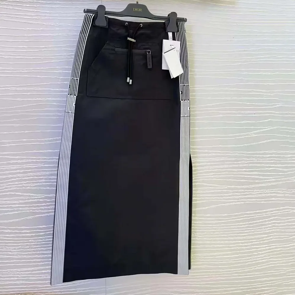 Dior Mid-Length Straight Skirt Black Jacquard Technical Taffeta for Women