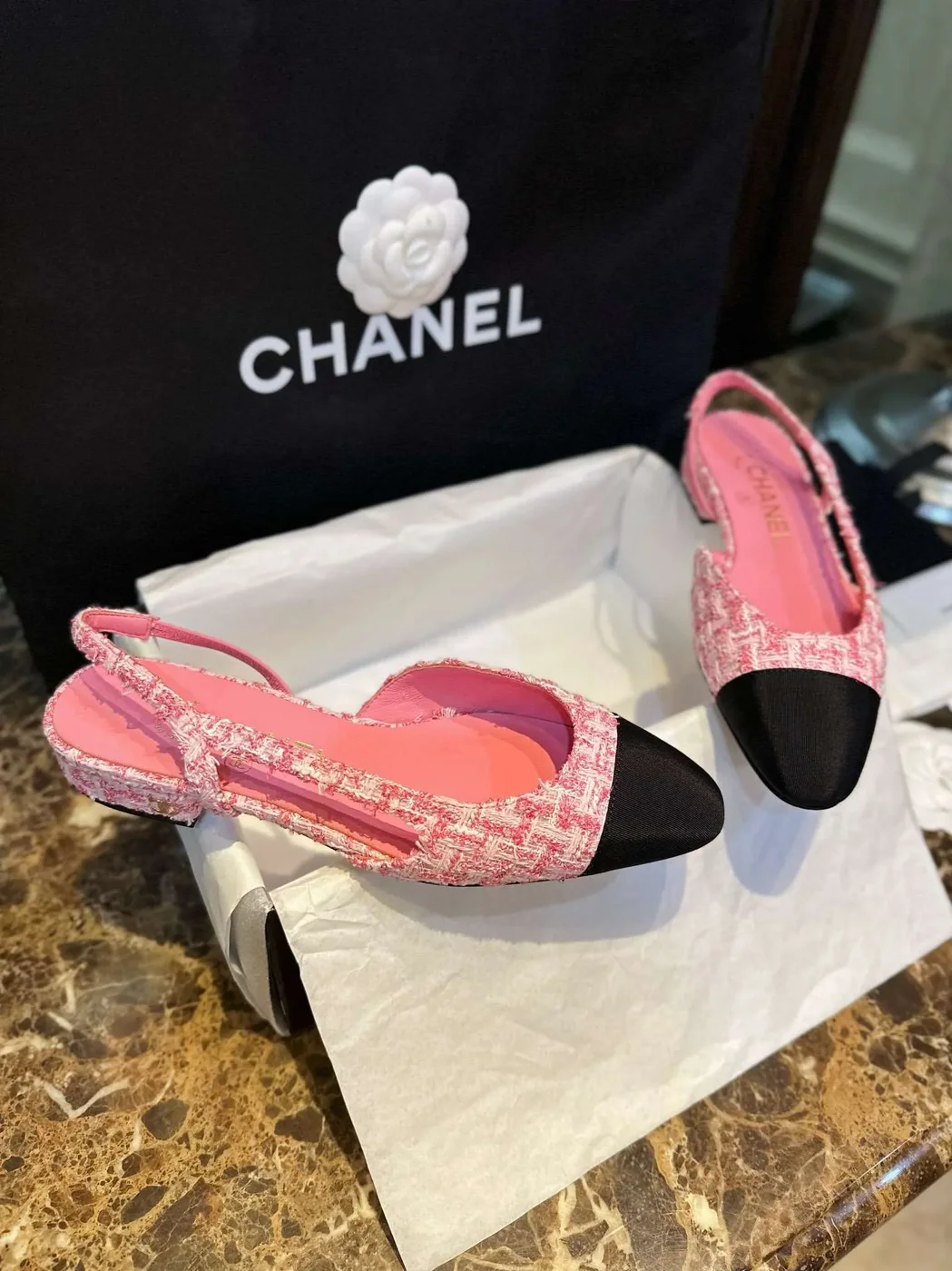 Chanel Woolen Lat Lace Up Sandals Pink Chanel Woolen Lat Lace Up Sandals Pink