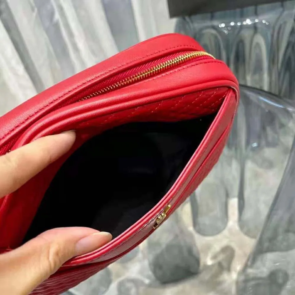Saint Laurent YSL Victoire Camera Bag in Quilted Lambskin for Women in Red