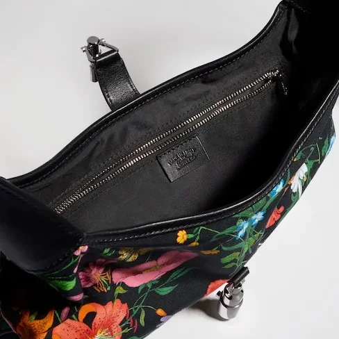 Gucci Jackie 1961 Medium Shoulder Bag in Black/ Multicolor Gold Hardware