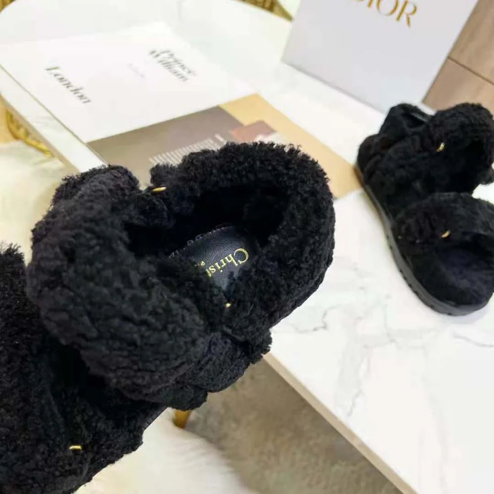 Dior Dioract Sandal Black Shearling for Women Dior Dioract Sandal Black Shearling for Women