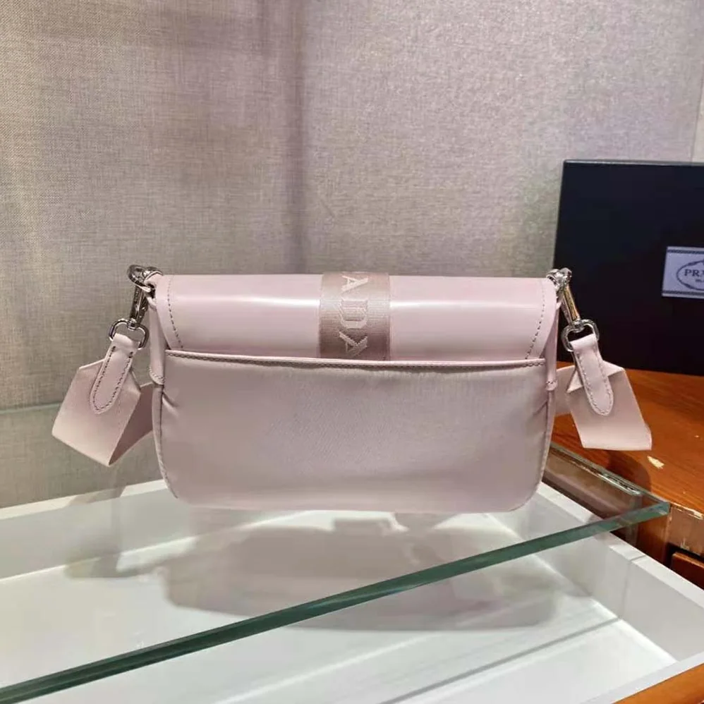 Prada Pocket Nylon and Brushed Leather Bag for Women in Pink Prada Pocket Nylon and Brushed Leather Bag for Women in Pink