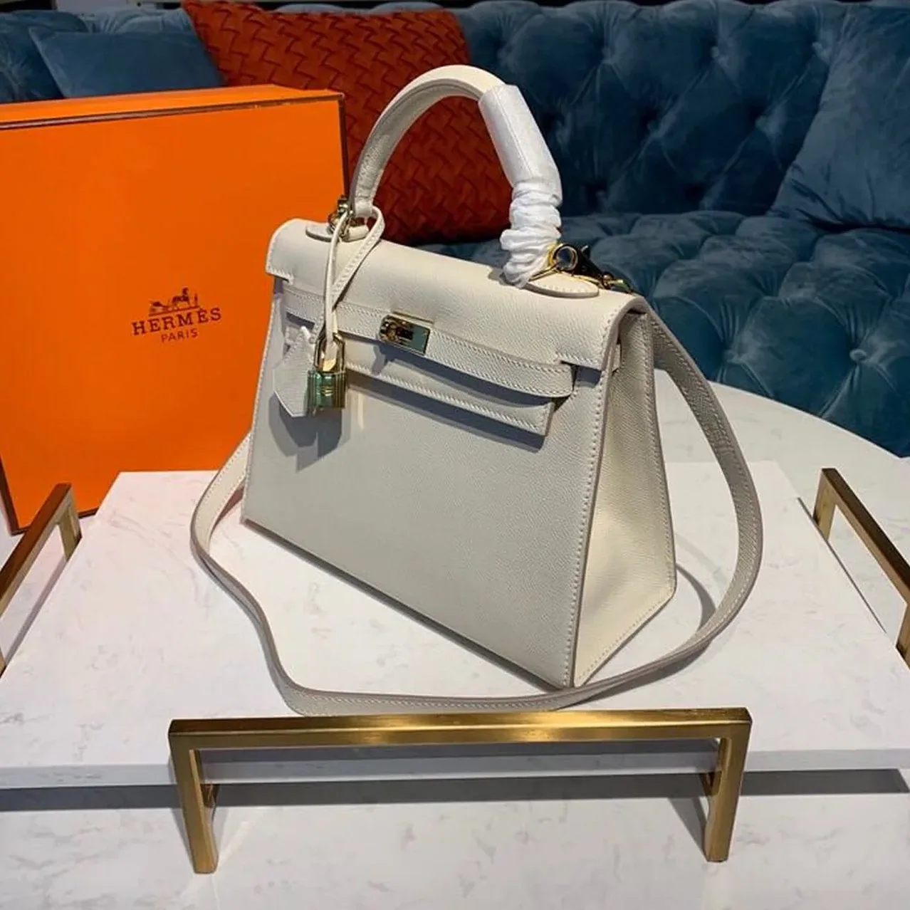 Hermes Kelly Craie Gold Toned Hardware /