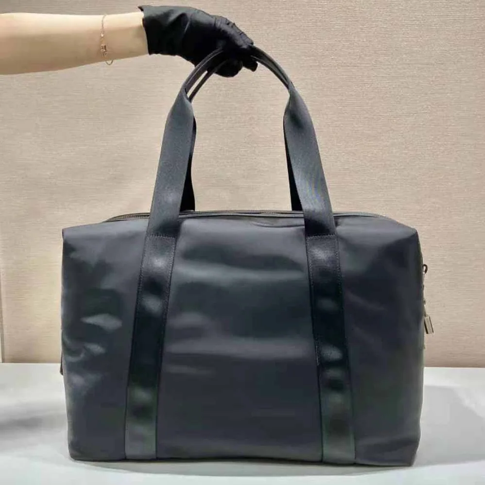Prada Re-Nylon and Saffiano Leather Duffle Bag for Unisex in Black Prada Re-Nylon and Saffiano Leather Duffle Bag for Unisex in Black