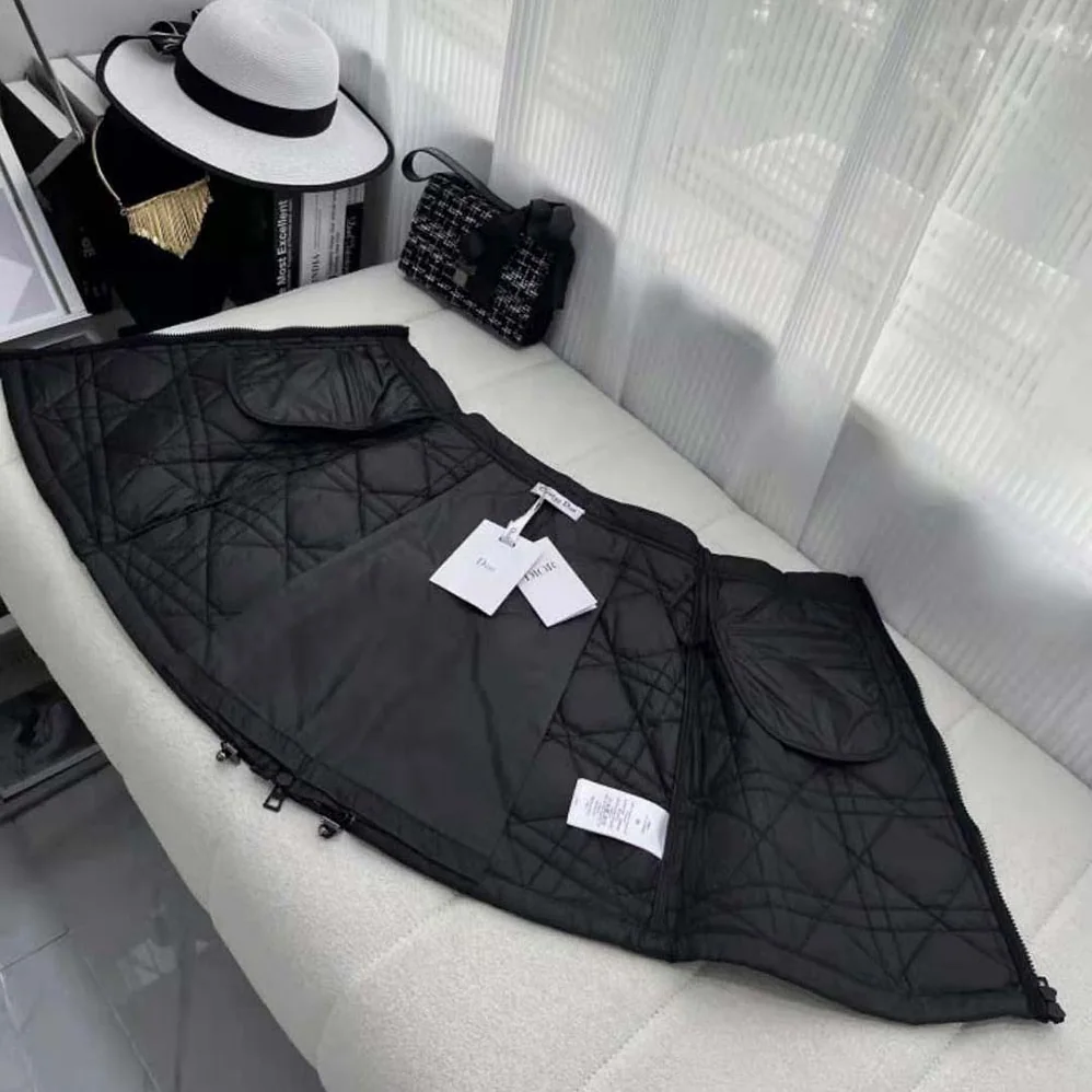 Dior Macrocannage Flared Miniskirt Black Quilted Technical Taffeta for Women Dior Macrocannage Flared Miniskirt Black Quilted Technical Taffeta for Women