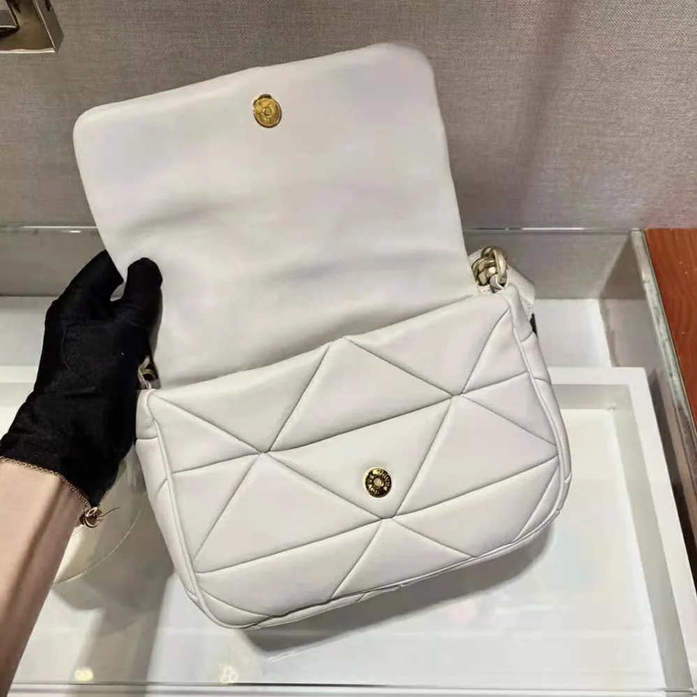 Prada System Nappa Leather Patchwork Bag for Women in White Prada System Nappa Leather Patchwork Bag for Women in White