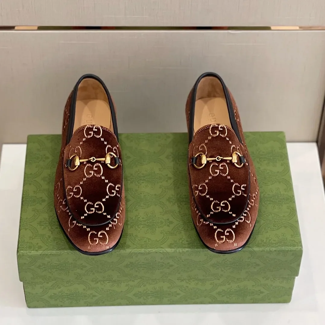 Gucci Jordan GG Velvet Loafer Brown Gucci Jordan GG Velvet Loafer Brown