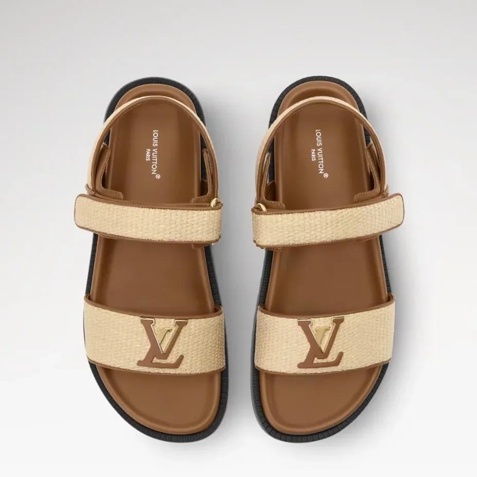 Louis Vuitton LV Mare Comfort Sandals Natural Raffia 1AK55S Louis Vuitton LV Mare Comfort Sandals Natural Raffia 1AK55S