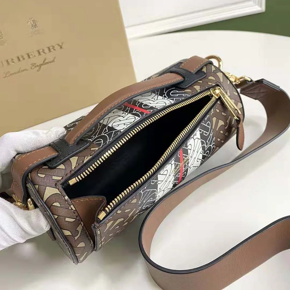 Burberry The Monogram Stripe E-canvas and Leather Barrel Bag for Women