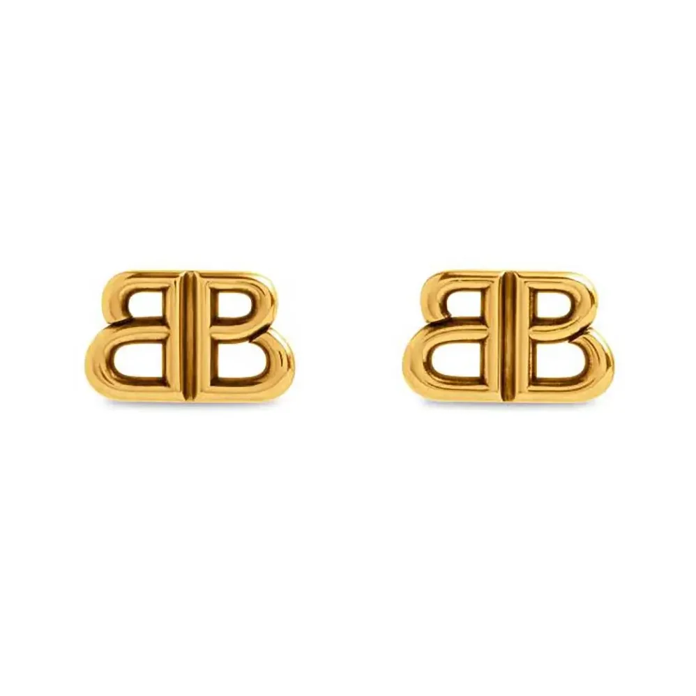 Balenciaga Monaco Stud S Earrings in Antique Gold for Women