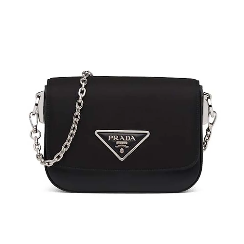 Prada Nylon and Leather Prada Ldentity Shoulder Bag for Women in Black