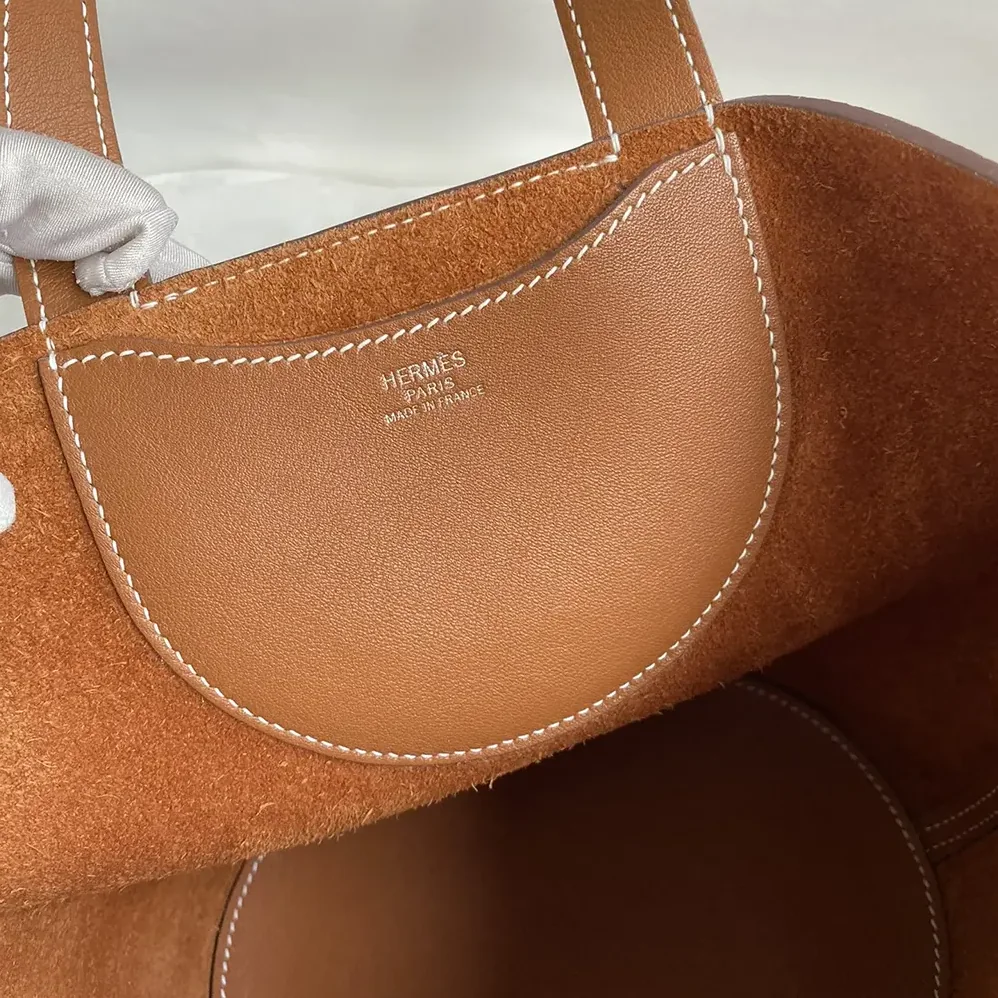 Hermes In the Loop 18 Handbag Clemence Leather for Women in Brown/Silver