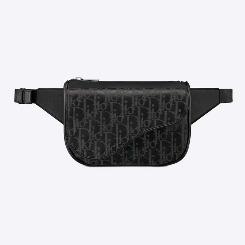 Dior World Tour Saddle Belt Bag Dior Oblique Galaxy Leather for Men in Black