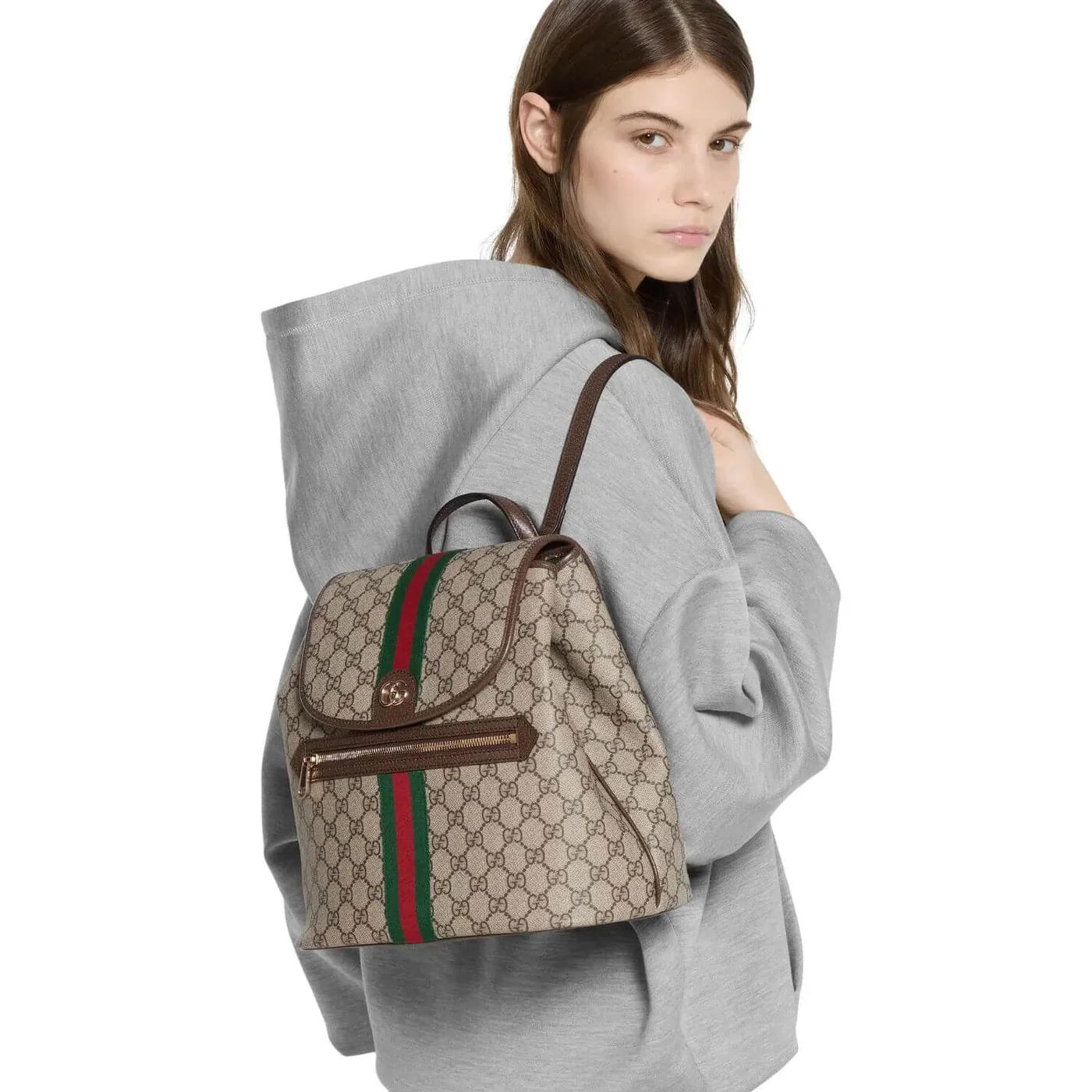 Gucci Ophidia Medium Backpack / Beige/ Dark Brown Monogram Gold Hardware Gucci Ophidia Medium Backpack / Beige/ Dark Brown Monogram Gold Hardware