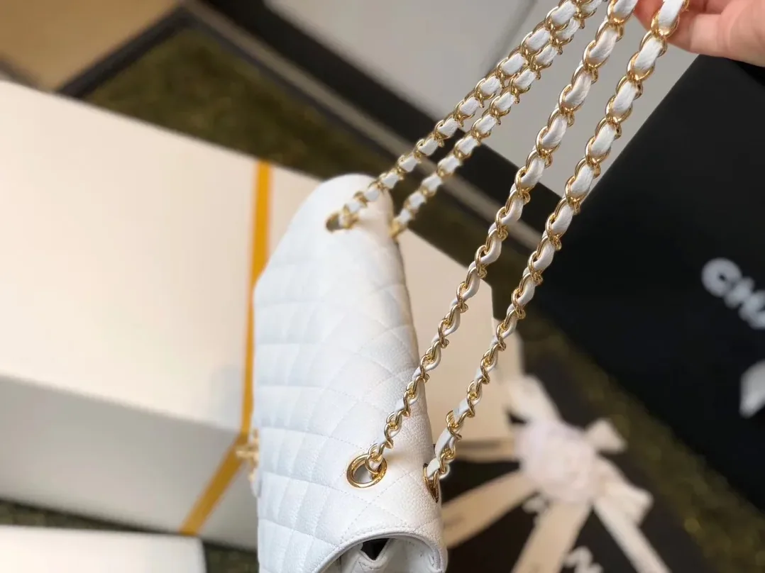 Chanel Classic Double Flap Bag Medium Crossbody in White Golden Hardware Chanel Classic Double Flap Bag Medium Crossbody in White Golden Hardware
