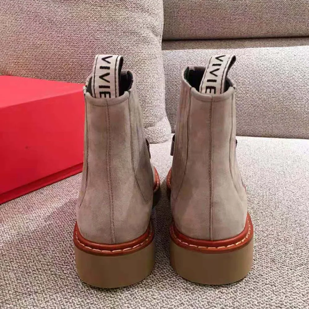 Roger Vivier Viv' Rangers Strass Buckle Chelsea Booties in Suede for Women Roger Vivier Viv' Rangers Strass Buckle Chelsea Booties in Suede for Women