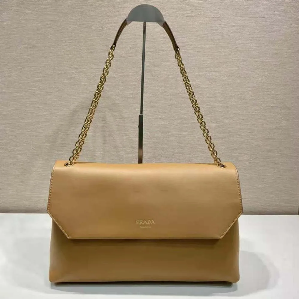 Prada Large leather Shoulder Bag for Women in Brown