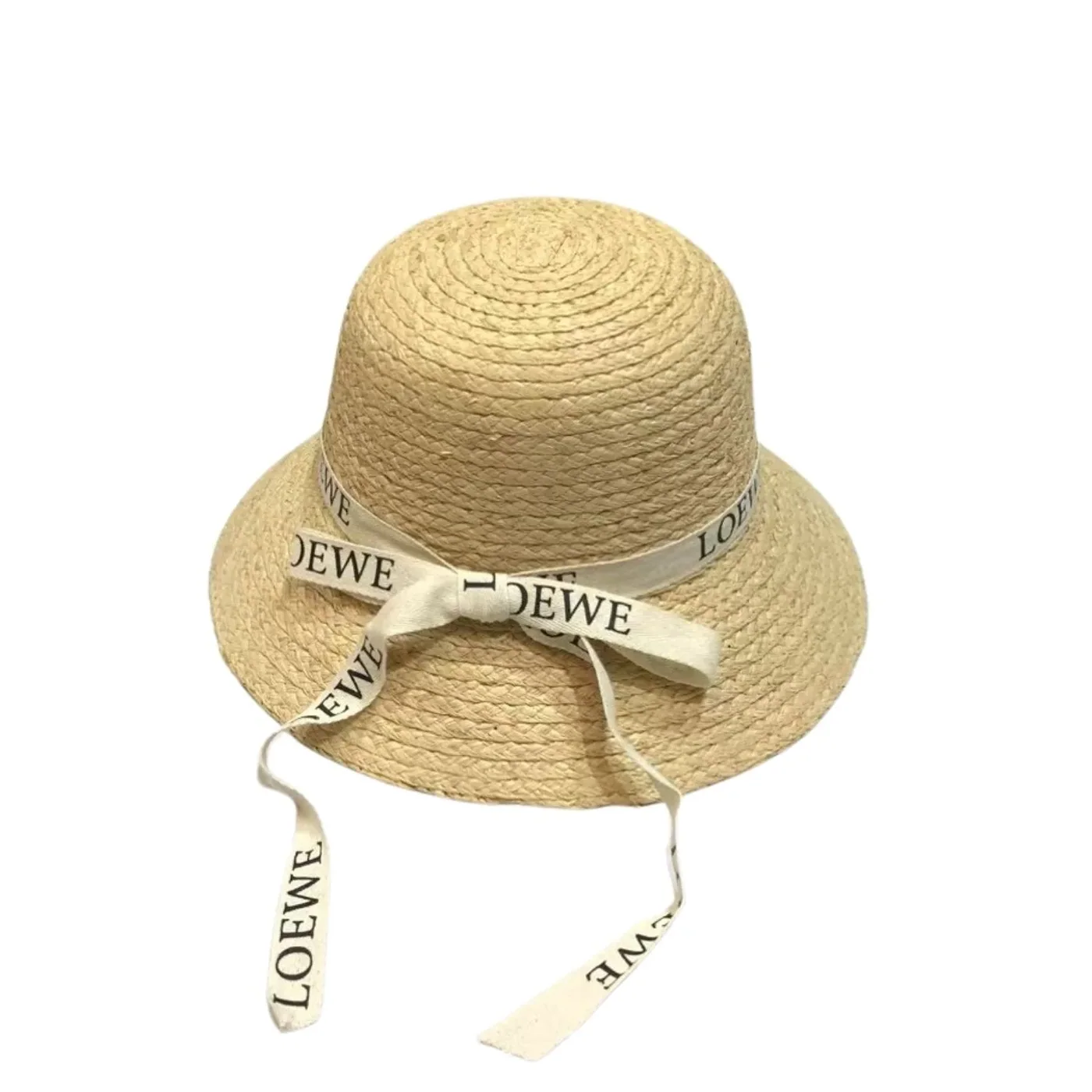 Loewe Straw Sun Hat Raffia With White Ribbon Logo Beige /