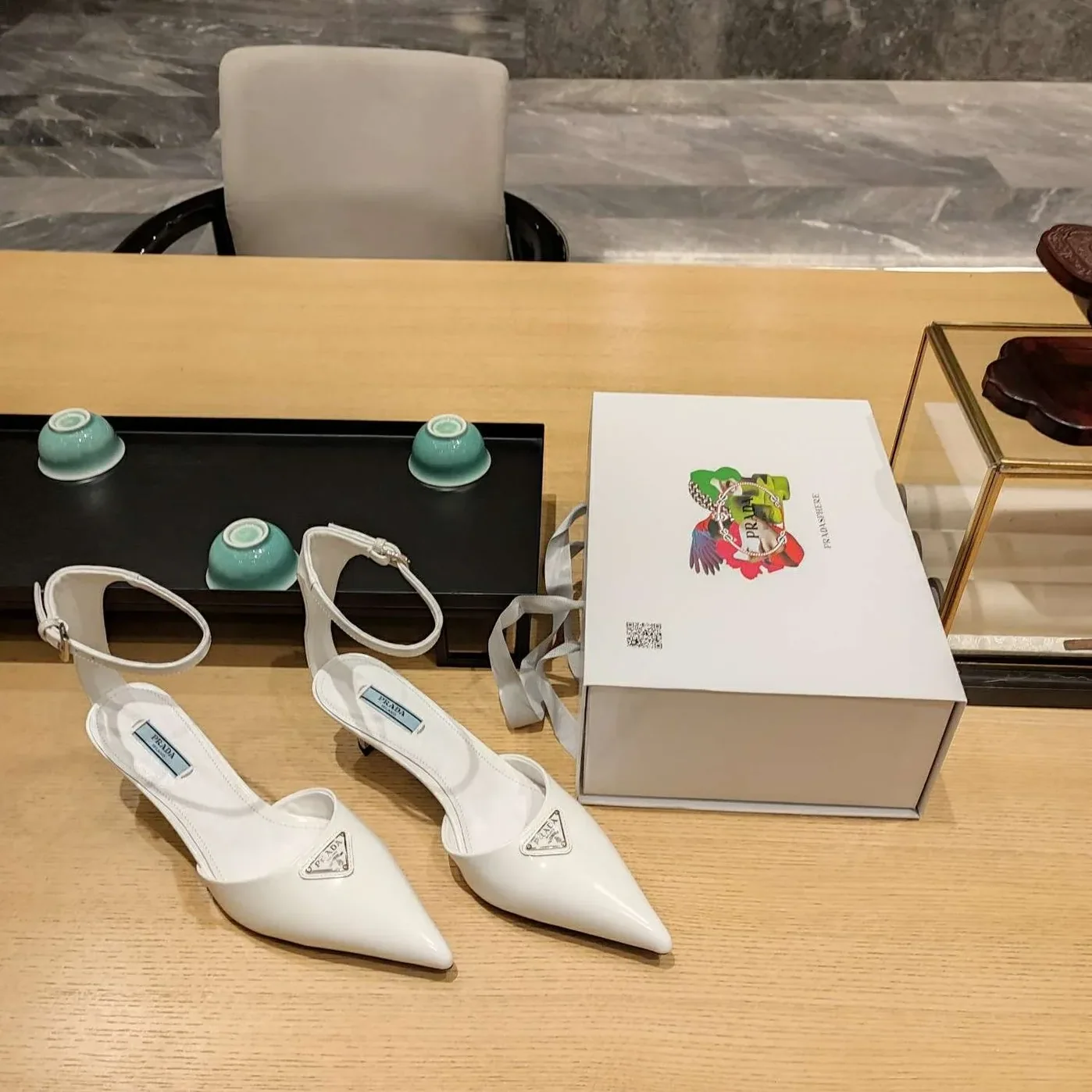 Prada Hilda Pumps White