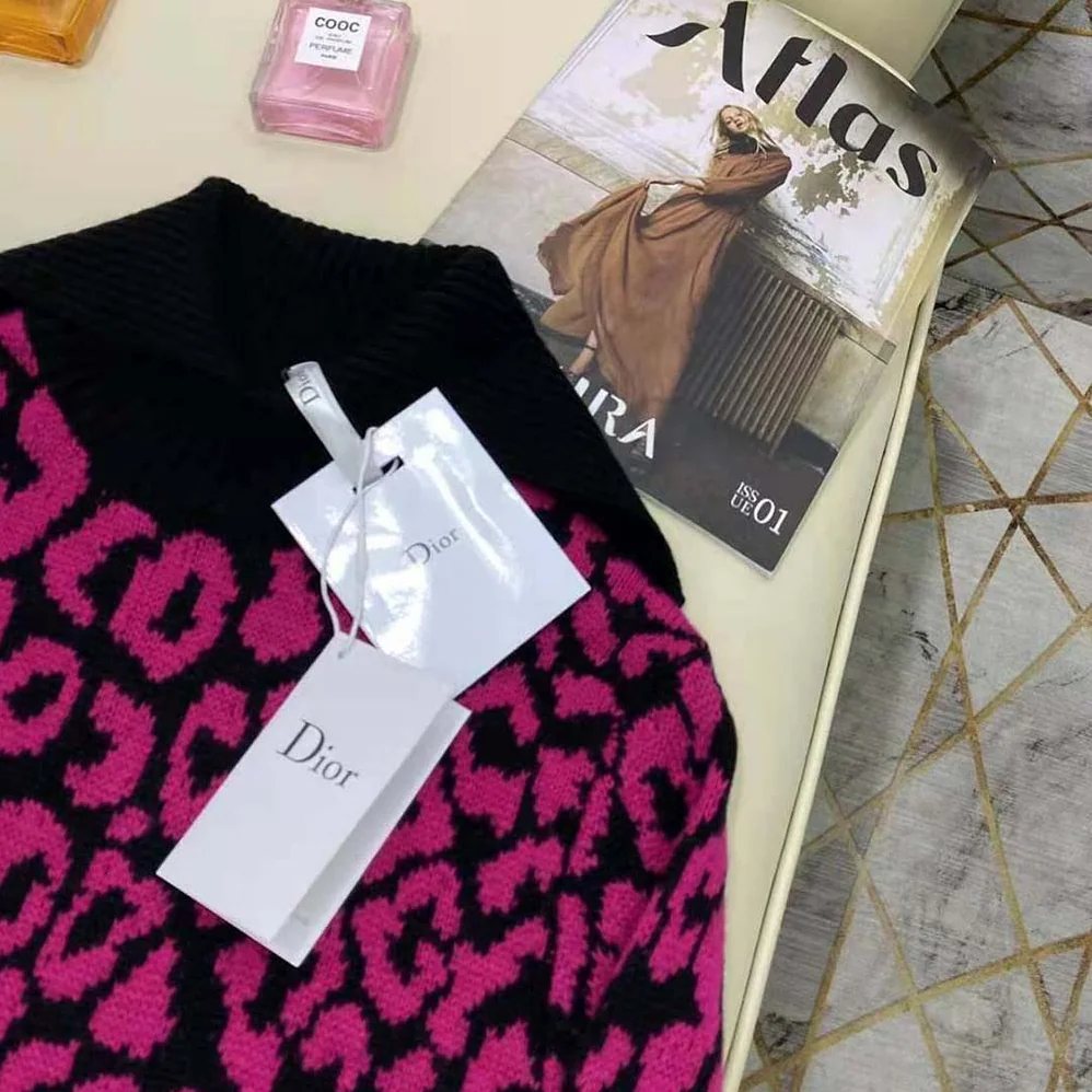 Dior Sweater Raspberry and Black Pop Mizza Cashmere for Women Dior Sweater Raspberry and Black Pop Mizza Cashmere for Women
