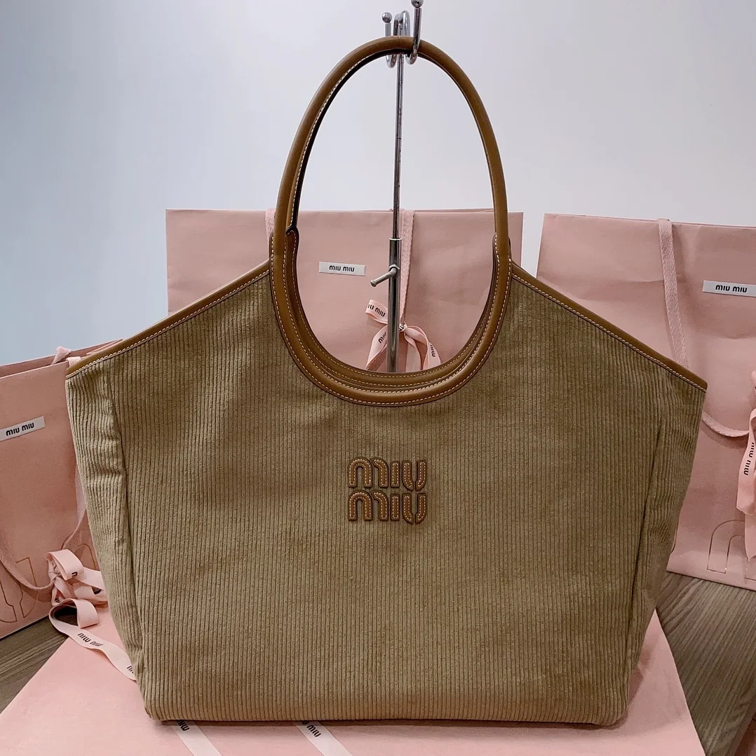 Miu Miu IVY Corduroy Shopping Bag for Women Miu Miu IVY Corduroy Shopping Bag for Women