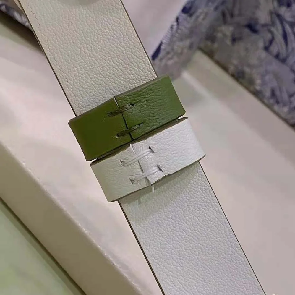 Dior 30 Montaigne Reversible Belt Aspen Green and Dusty Ivory Smooth Calfskin 20 MM for Women Dior 30 Montaigne Reversible Belt Aspen Green and Dusty Ivory Smooth Calfskin 20 MM for Women