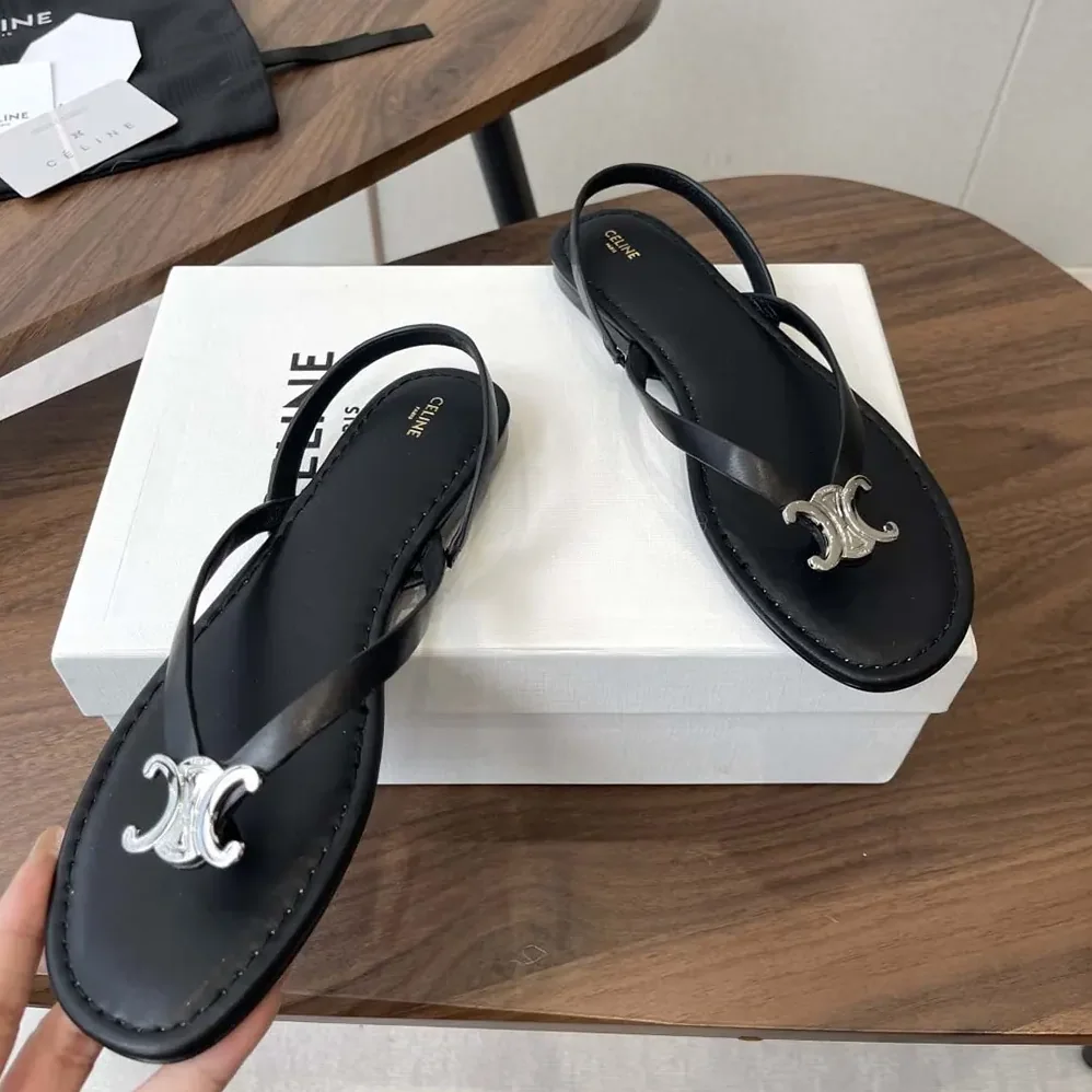 Celine Biki Sandal in Calfskin for Women in Black Celine Biki Sandal in Calfskin for Women in Black