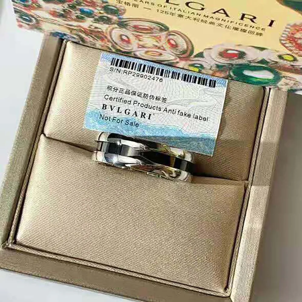 Bvlgari Save the Children One-band Sterling Silver Ring with Black Ceramic for Women