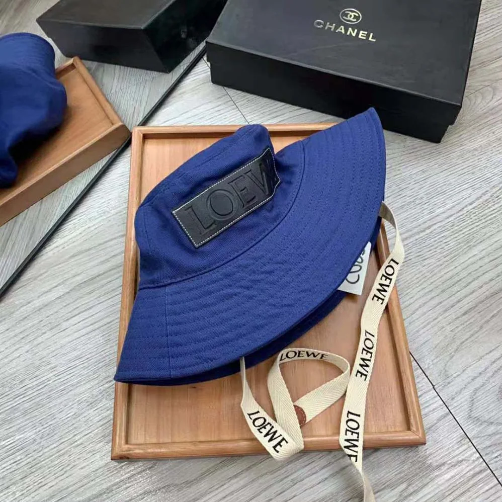 Loewe Fisherman Hat in Canvas and Calfskin for Women in Navy Loewe Fisherman Hat in Canvas and Calfskin for Women in Navy