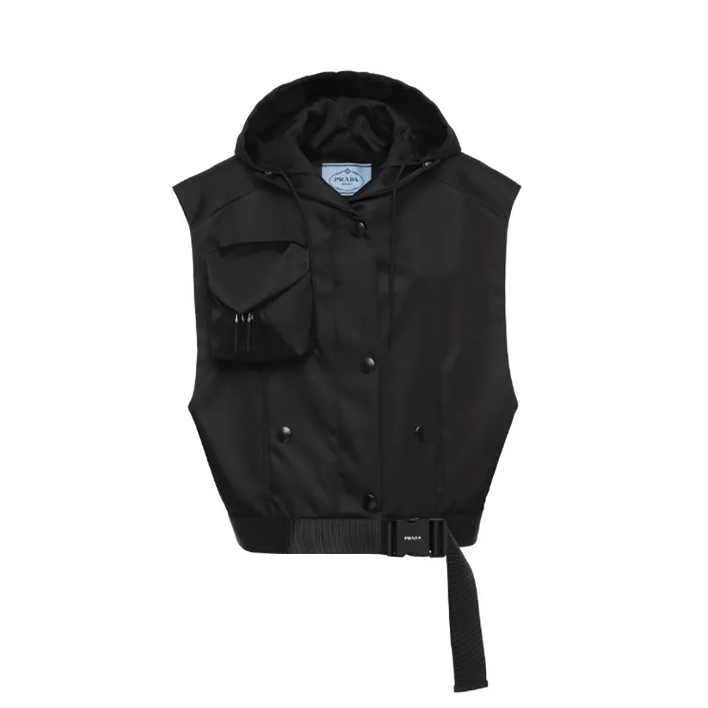 Prada Re-Nylon Gabardine Oversized Vest for Women in Black