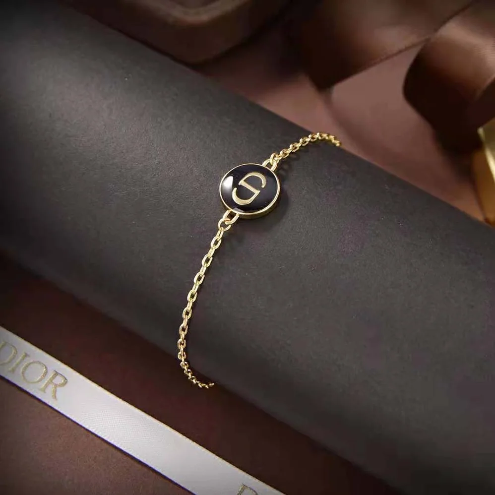 Dior Petit CD Bracelet Gold-Finish Metal and Black Lacquer for Women Dior Petit CD Bracelet Gold-Finish Metal and Black Lacquer for Women