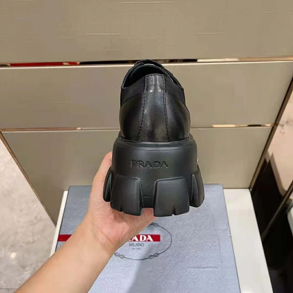 Prada Monolith Brushed Rois Leather and Nylon Lace for Men in up Shoes Prada Monolith Brushed Rois Leather and Nylon Lace for Men in up Shoes