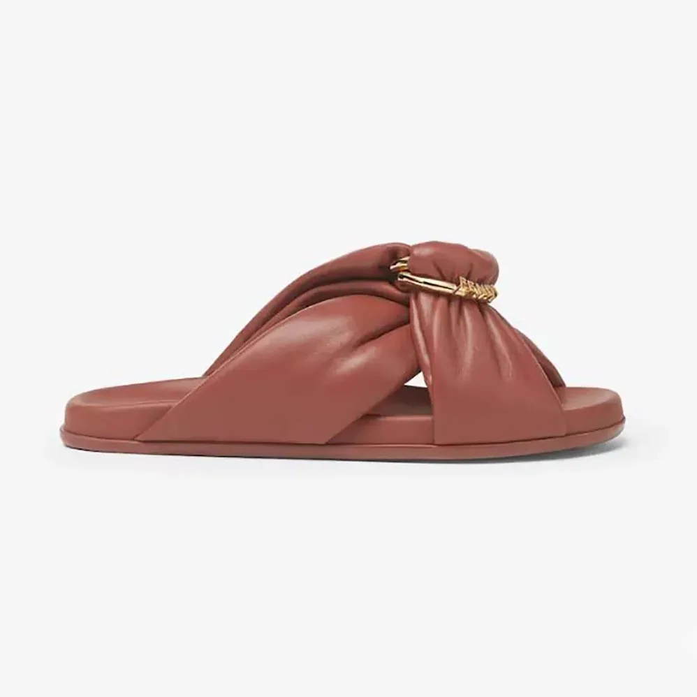 Fendi Feel Sienna Leather Slides for Women Fendi Feel Sienna Leather Slides for Women