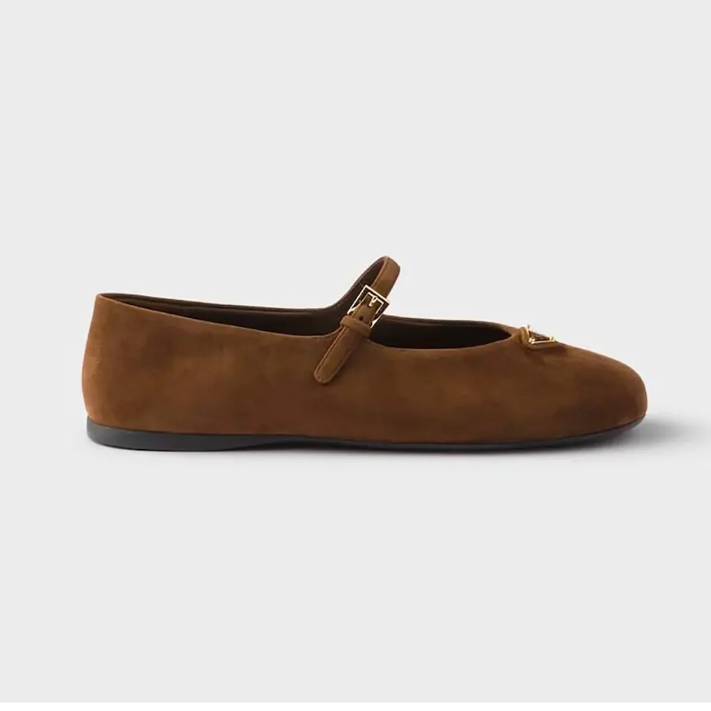 Prada Suede Ballerinas for Women in Brown Prada Suede Ballerinas for Women in Brown