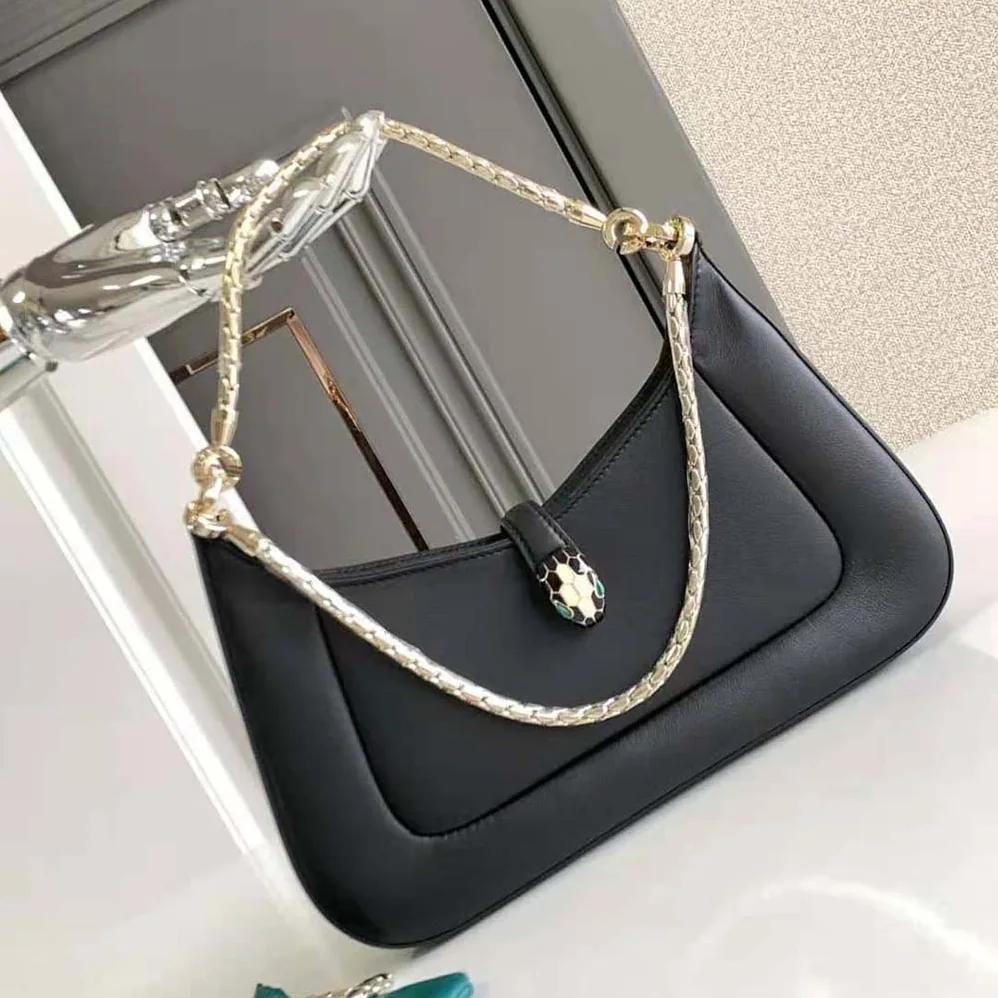 Bvlgari Serpenti Baia Small Shoulder Bag in Calf Leather for Women in Black Bvlgari Serpenti Baia Small Shoulder Bag in Calf Leather for Women in Black